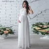 Vestidos de maternidade vestidos de maternidade para mulheres sessões de fotos de chiffon grávida com mangas mangas e finas de cor, roupas de maternidade T230523