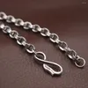 Chains Real 925 Sterling Silver 5mm Oval Link Chain Men's Necklace 19.7" Six-word Sutra