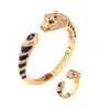 Bangles Luxury fashion classic animal head copper zircon open bracelet open ring European Dubai woman wedding party gift B1275