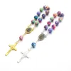 Bracelets 10pcs Top Quality Polymer Clay Colorized Beads Catholic Rosary Bracelet Women Religious Jesus Crucifix Bracelet