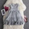 Sukienki dla dziewczynki sukienki dla niemowląt letnie krótko-rękawowe dziewczyny koronkowe haftowane przędza księżniczki Słodka przyjęcie urodzinowe