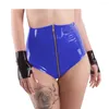 Pantaloncini da donna in PVC lucido a vita alta triangolo sexy ecopelle zip costume da discoteca pole dance skinny donna casual