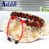 Bracelets Ailatu New Men Bracelet Double Beaded 6mm Tiger Eye Matte Onyx Stone Beads Friendship Red String Braiding Bracelets