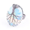 Solitaire Ring Natural Stone Opal Bead Antique Rings For Women Finger Jewelry Wire Wrapped Tree Of Life Adjustable X3054 Drop Deliver Dhv8E