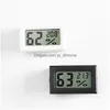 Household Thermometers Mini Digital Lcd Environment Thermometer Black/White Fy11 Hygrometer Humidity Temperature Meter In Room Refri Dhalv