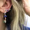 Huggie Color Rainbow CZ Evil Eye Fatima's Hand Gold Hoop Earrings Charm Bohemia Gorgeous JewelryEarrings 2019