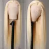 Blonde 13x4 dentelle frontale perruque #613 couleur dentelle frontale brésilienne transparente dentelle perruque pré-plumée perruques de cheveux humains