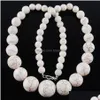 Beaded Necklaces Chokers For Women Jewelry White Red Blue Turquoises Stone Graduated Round Beads Strand 19 Inches Bf313 Drop Deliver Dhisx