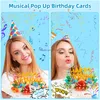 Biglietti d'auguri Biglietto d'auguri musicale con candela soffiabile leggera 3D Colourf Popup Musica felice Esplosione Led Cheers Sound Regalo di compleanno per Amsca