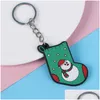 Keychains Lanyards Pvc Christmas Keychain Couple Cartoon Lage Decoration Key Chain Xmas Gift Keyring Drop Delivery Fashion Accessor Dhby3