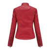 Femmes cuir veste en cuir synthétique polyuréthane femmes manteaux 2023 automne printemps Moto motard fermeture éclair rouge abricot café manteau dames vêtements d'extérieur marron Femme