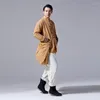 Etnische kleding heren 2023 Tang topstijl herfst traditionele Chinese trenchcoat vintage knoop knoopjas linnen lange jas