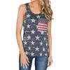 Women's Tanks Women American Flag Print Shirts Off Shoulder Crew Neck Sleeveless Stars Stripes Tank Tops Loose Fit H Shape Streetwear