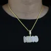 Colliers Nouveau glacé Bling lettres roi pendentif colliers deux tons couleur or 5A Zircon le roi charme colliers hommes Hip Hop bijoux