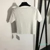 2023-Designer Brand Women Sticked Short Sleeve Sparkly Hot Drill Square Collar Kortärmad tröja Top High Quality Womens kläder