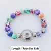 Bangle 12 Pçs / lote Multicolor Flor Polímero Fimo Clay Beads Pulseira 12mm Botão Snap Crianças Meninas Stretch Pulseira Jóias Atacado