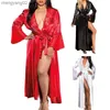 Women's Sleepwear Sleepwear Womens Sexy Long Kimono Dress Lace Bath Robe Lingerie Ice Silk Nightdress Solid Gown Nightwear Nightgown Plus Size T230523