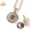 ネックレスThe Bling King Evil Eye Photo Locket Frame Pendant Necklace Iced Out Aut Cubic Zirconiaパーソナライズされたパンクジュエリー