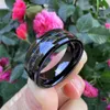 Bands Zwart Tungsten Ring voor Mannen Vrouwen Afgeschuinde randen Blauwe Koolstofvezel Inleg Gepolijste Afwerking 8mm Comfort Fit