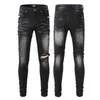 Amires Jeans Denim Pantalons Amies 845 Mode Brand New Black Hole Minceur Leggings Minceur Vieux Jeans Pantalons Pour Hommes En Détresse Ripped Skinny Motoc