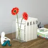Wazony wyraźna książka wazon estetyczny akrylowy unikalny kwiat dla uroczego wystroju półki na książki