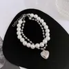 Bangle Dress Up Accessory Faux Pearl Heart Pendant Bracelet Party Jewelry For Daily Wear
