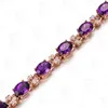 18K Rose Gold Trendy Lab Amethyst CZ Bangelet bangle للنساء S925