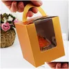 Gift Wrap Baking Cake Box With Transparent Window Portable Solid Color Dessert Folding Packaging Boxes 6 Colors Drop Delivery Home G Dhc4C