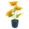 装飾的な花庭のための人工花鉢植えのヒマワリの長持ちするイージーケア3ヘッドリアル
