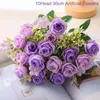Fleurs décoratives bouquet artificiel Vintage Rose pivoine lilas pour la décoration de mariage à la maison faux bricolage fête décor Festival fournitures
