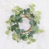 Decorative Flowers 2 Pcs Mini Green Leaves Wreath Outdoor Spring Decorations Small Ring Front Door Decor