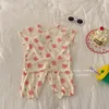 Conjuntos de roupas para meninas de pijama de pijama de camiseta curta de manga curta 2pcs Terno 2023 verão impresso em casa presa infantil