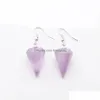 Dangle Chandelier Earrings For Women Hanging Fashion Jewelry Bohemian Pyramid Natural Stone Amethysts Turquoises Crystal Romantic Dhzda