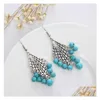 Dangle Lustre Femmes Perles Rondes Tibétain Sier Turquoise Boucles D'oreilles Gstqe011 Mode Cadeau Style National Femmes Diy Boucle D'oreille Goutte D Dhlx3