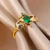 Anneaux de mariage priant les mains pour femmes hommes vert Zircon acier inoxydable anneau Vintage paix accessoires Anillos Mujer