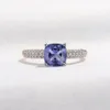 Ringar 925 Sterling Silver Women's Ring Created Tanzanite Gemstone Rings 2021 Trend Rose Gold Plated Elegant årsdag Fina smycken