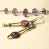 Dangle Earrings Retro Round Antique Metal Purple Stone Asymmetric Jewelry Hollow U Shaped Handmade Hook Gift
