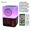 Haut-parleurs portables Haut-parleur coran sans fil Bluetooth télécommande lampe colorée LED veilleuse avec horloge Azan lecteur islamique Ramadan cadeaux G230524