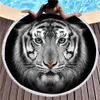 Toalha de praia redonda de tigre 3D preta Toalha de banho Toalha de banho Toalha de microfibra Tamanho da natação Esporte Toalha de praia para adultos para adultos