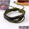 Charm-Armbänder Leder Handgewebtes Armband Britischer Stil Herren- und Damenschmuck Mode Vielseitiges Leder Fb066 Mischungsauftrag 20 Stück Dhhyd