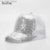 Boll Caps Deepom Mesh Cap for Children Girls Baseball Cap Parent Child Outdoor Sport Caps Shiny Dance Show Fashion Justerbar L230523