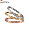 Bangle Pure Titanium Pulseira Magnética Mulheres Antialérgica Luz Cubic Zirconia Saúde Energia Magnética Pulseira Benefícios Rosa Jóias