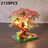 Block Light Sakura Tree House Model Constructor Micro Building Blocks Diy City Cherry Street View Bricks Christmas Toys for Girls MOC 230523