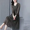 Casual Dresses 2023 Spring Summer Korean Style Elegant Fashion High Waist Midi Long Sleeve Temperament Chiffon Dress Vestidos Robe Q340