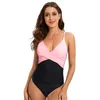 Femmes Sexy ventre contrôle une pièce maillots de bain col en V entrecroisé dos ruché haute coupe maillots de bain Push Up maillots de bain