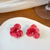 Stud Earrings Pink Flowers Drops Glaze Japanese And South Korean Style Elegant Fashion Ms Travel Wedding Accessories