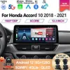 Honda Accord 10 2018-2021 12.3 인치 안드로이드 12 QLED 화면 멀티미디어 비디오 플레이어 자동차 라디오 GPS 내비게이션 CarPlay 5G DSP -B2