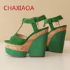 Chaussures habillées CHAXIAOA 2023 daim femmes été mode sandales t-strap talons hauts dames plate-forme compensées femme tendance gladiateur