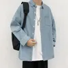 Jaqueta de camisa casual masculina Harajuku tops com gente de rua de rua larga jea