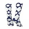 Men's Socks Happy Funny Men's Navy Blue And White Quatrefoil Ikat Style Vintage Harajuku Geometric Patterns Crew Crazy Sock Gift